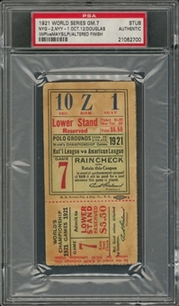 1921 World Series Game 7 Ticket Stub From 10/12/1921 (PSA)
